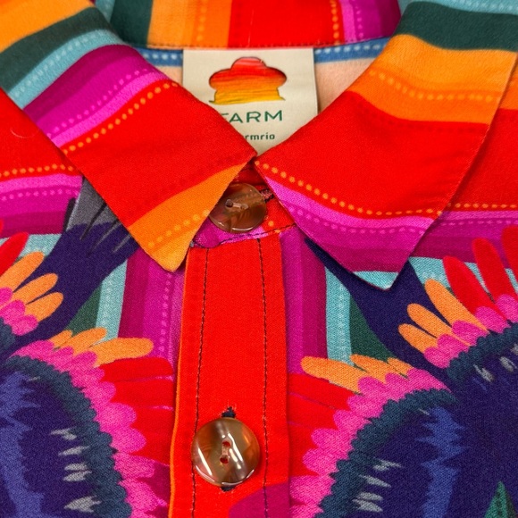 SOLD !!!!!! Geometric Macaw Shirt Women's Size XL Cotton Multicolor Top Button - Picture 8 of 15